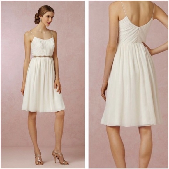BHLDN Dresses & Skirts - Hitherto BHLDN Anthropologie Giselle Chiffon Dress In Cream Winter White Dress 0